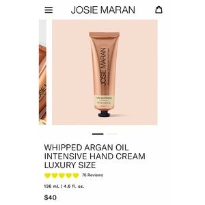BRAND NEW JOSIE MARAN WHIPPED ARGAN OIL INTENSIVE HAND CREAM LUXURY SIZE